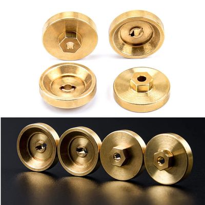 4mm Thick Brass Heavy Duty Wheel Hubs Combiner for 1/24 1:24 SCX24-90081 RC Car Crawler - 4pcs/Set