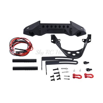 Metal Black Front Bumper with Light for 1/10 1:10 RC Crawler Car Traxxas TRX-4 Axial SCX10 & SCX10 II 90046 SCX10 III AXI03007