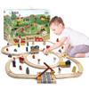 Play Build Wooden Train Set, Complete Toddler Train Set, Interactive Play & Learn Set, Creative Wooden Train Track Design, Premium Quality, Ages 3+ (100 Piece Set) view 1