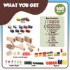 Play Build Wooden Train Set, Complete Toddler Train Set, Interactive Play & Learn Set, Creative Wooden Train Track Design, Premium Quality, Ages 3+ (100 Piece Set) view 4