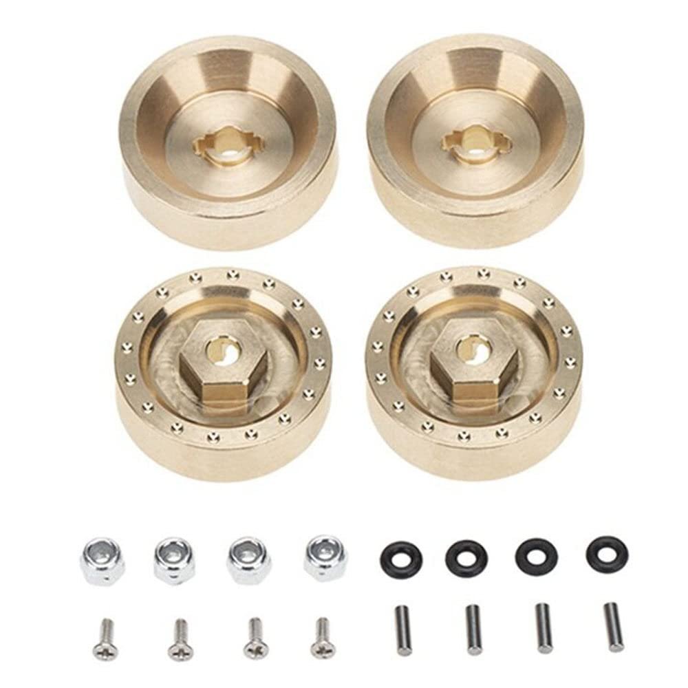 4Pcs/Set 6mm Thick Brass Brake Disc Wheel Hex Adapter Combiner for 1/24 RC Crawler Car Axial SCX24 90081 Upgrade Accessories