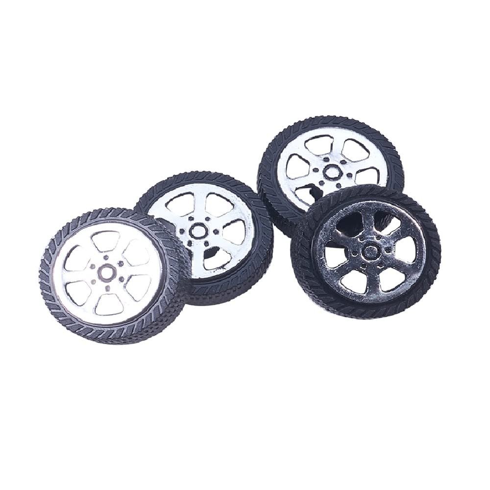 4pcs 26mm Dia 2 Inner Hole Dia 8mm Thick Plastic Car Wheel Black, (Bettomshin)