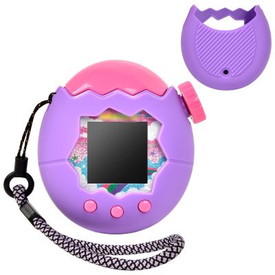 Case for Tamagotchi Paradise Soft Silicone Cover, Protector Sleeve Skin for Virtual Pet Game Machine with Detachable Lanyard Portable Anti-Drop Holder (Purple)
