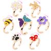 MJartoria 7Pcs Fidget Rings for Anxiety, Butterfly Flower Stainless Steel Spinner Ring Set Mood Rings Stress Relieving Wide Rings Set(Gold) view 1