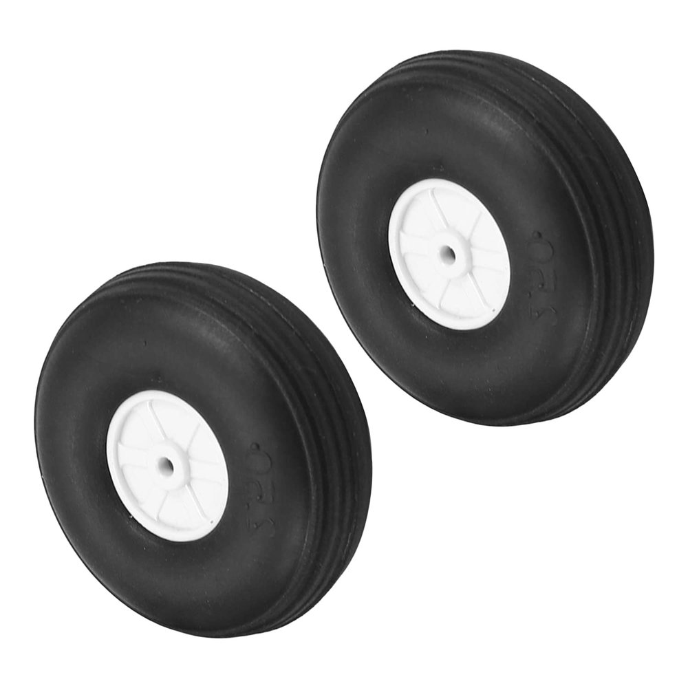 Bettomshin 2Pcs OD 2.5"(63mm) RC Tires, 3.2mm Inner Hole Dia Super Light PU Sponge Tires and Wheels Sets, RC Tires and Wheels for RC Model Car Airplane with Plastic Hub Black White