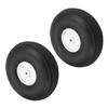 Bettomshin 2Pcs OD 2.5"(63mm) RC Tires, 3.2mm Inner Hole Dia Super Light PU Sponge Tires and Wheels Sets, RC Tires and Wheels for RC Model Car Airplane with Plastic Hub Black White view 1