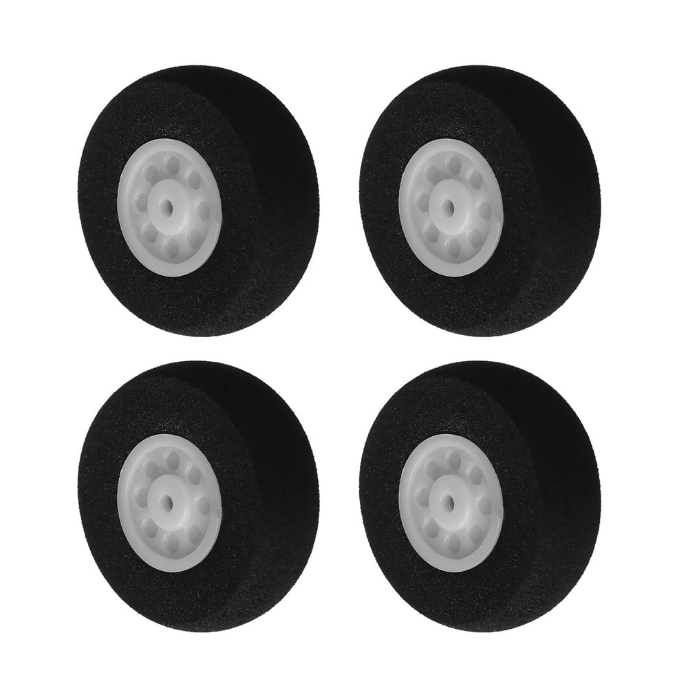 Bettomshin 4Pcs RC Airplane Wheels, 30mm/1.18inch Diameter Foam Wheel Replacement for DIY RC Model Plane Aircraft Black/Gray (Random)