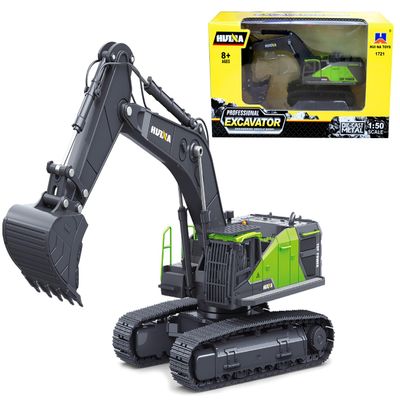 Gemini&Genius Excavator Toy for Kids, Construction Vehicle Digger for 2 3 4 5 6 Year Old Boys Toddlers 1/50 Scale Diecast Digger Car Heavy Duty Alloy Toys for Kids (Green)