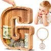 SummiDate Wooden Letter Piggy Bank for Kids| Piggy Bank for Boys Girls Toddler| Alphabet G Money Bank| Personalized Initial Wood Coin Bank Birthday for Kids (G) view 1
