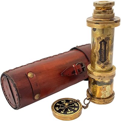 Functional Telescope Brass Made Glass Optics and High Magnfication Mini Telescope Handheld Antique Style