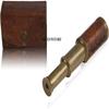 6 Inch Vintage Antique Handheld Adjustable Nautical Brass Telescope Copper Finish in Hand Crafted Leather Pouch view 2