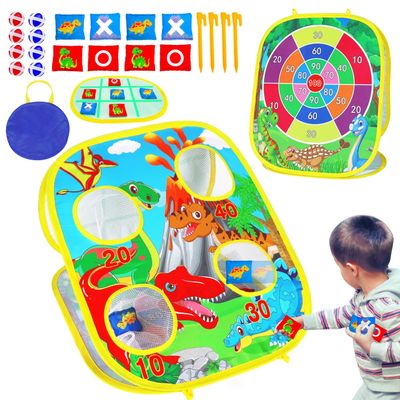 3 in 1 Bean Bag Toss Game for Kids, Toddler Toys for 2 3 4 5 Year Old Boys Girls Christmas Birthday Gifts, Dinosaur Cornhole Party Carnival Games Backyard Outdoor Outside Toys Ages 1-3 2-4 4-8 Easter