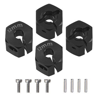 Vgoohobby Aluminum Alloy 12mm Wheel Hex Hub Drive Adapters with Pins Screws Compatible with Axial SCX10 HSP HPI Tamiya Redcat 1/10 RC Crawler Car (12mm, Black)