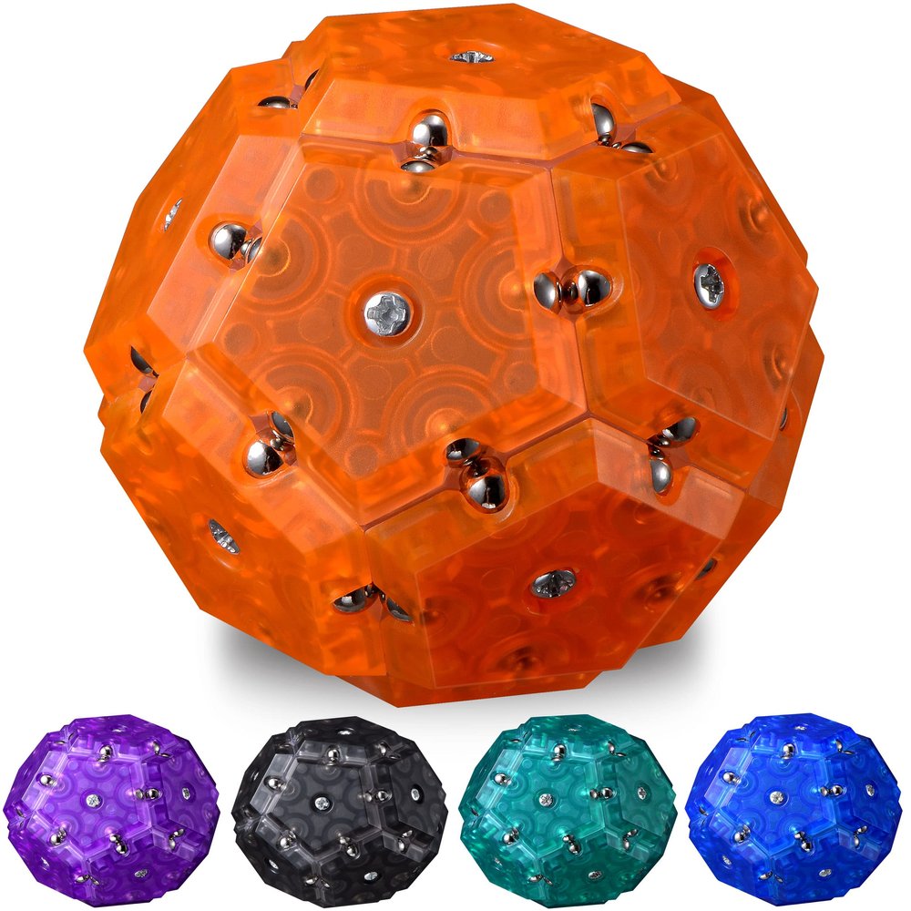 YowellGo Magnetic Fidget Sphere, 12 PCS Magnet Fidget Toys Tiles Soccer Puzzle Balls Building Blocks, Stress Relief Desk Toy Hand Toy Gift for Teenager Adult Man Woman(Red)