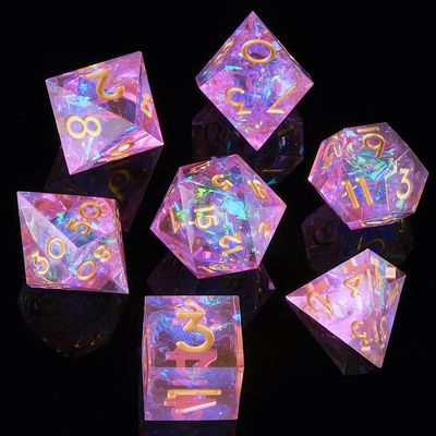 Sharp Edge DND Dice Set Handmade 7 Accessories Dice for Dungeons and Dragons TTRPG Games, Multi-Sided RPG Polyhedral Resin Sharp Edge Dice Roleplaying Games
