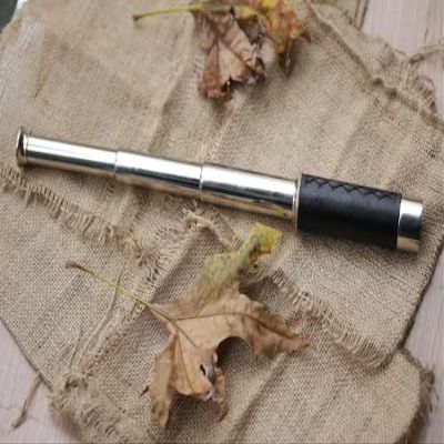 Handcrafted Telescope | Functional Vintage Replica Brass Nautical Antique Telescope | Brass Nautical Spyglass & Collectible Decor (Black Leather)