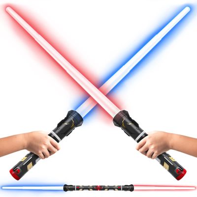 USA Toyz Starfire Galaxy Light Up Sword for Kids or Adults- 2-in-1 Dual Light Swords Set with Interactive FX Sound, 3 Color Changing LEDs, Retractable, Double-Sided Expandable LED Toy for Kids
