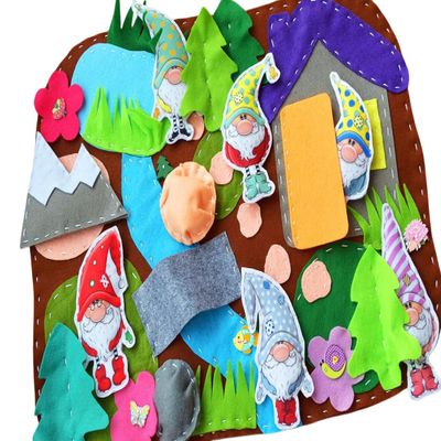 Gnomes Felt Play Mat Waldorf Play Set Small World for Kids Woodland Forest Playscape Montessori Inspired Fairy Imaginative for Boys Girls