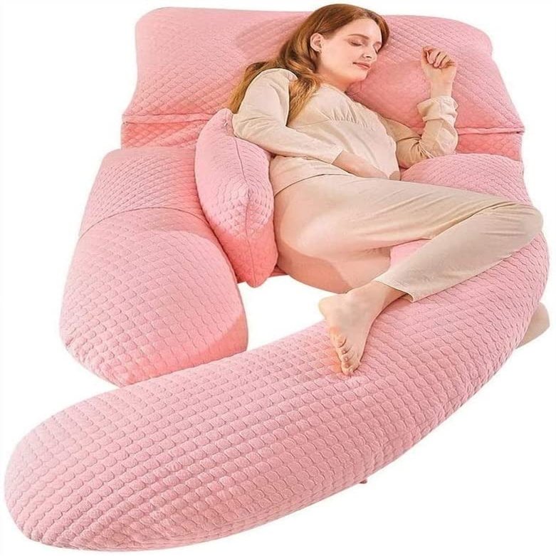 SMSOM U Shaped Pregnancy Pillow, U Shaped Full Body Pillow for Pregnant Women and Sleeping, Maternity Pillow, Support for Head, Belly, Hips, Leg