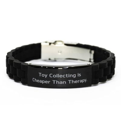 Cute Toy Collecting Gifts, Toy Collecting is Cheaper Than Therapy, New Black Glidelock Clasp Bracelet for Friends from