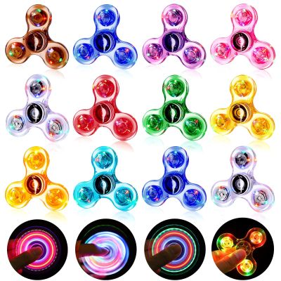Gigilli 12 Packs Fidget Spinners for Kids Adults, Light up Party Favors Goodie Bags Stuffers Valentine Gifts for Kids 4-8-12, ADHD Fidget Toys Bulk Glow in The Dark Treasure Box for Classroom Prizes