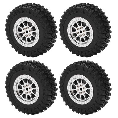 HAOX RC Car Tires Tyre Wheel, RC Car Tires Wheel Antislip Shock Absorption Excellent Strong Grip 4PCS for MN D90 D91 D96 D99 for WPL B14 B24 C14 C24(R789S Silver)