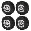 HAOX RC Car Tires Tyre Wheel, RC Car Tires Wheel Antislip Shock Absorption Excellent Strong Grip 4PCS for MN D90 D91 D96 D99 for WPL B14 B24 C14 C24(R789S Silver) view 1