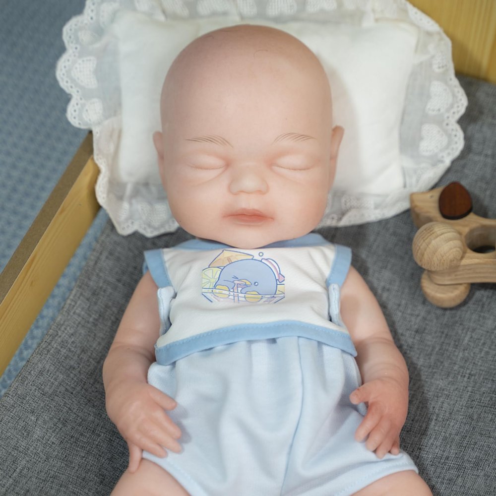 AISITE 16 Inch Full Silicone Baby Doll Girl - Realistic Reborn Baby Dolls Silicone Full Body Sleeping Girl (Eyes Closed)