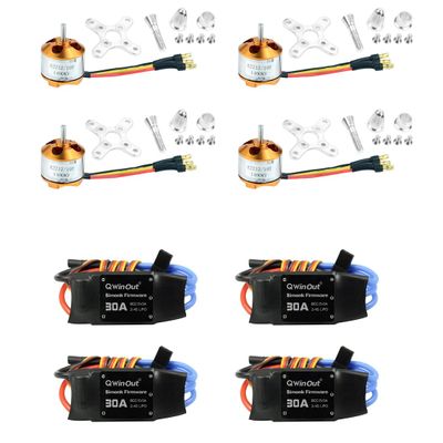 QWinOut 4pcs 30A Speed Controller ESC + 4pcs A2212 1400KV Brushless Motor for DIY RC Aircraft Quadcopter Drone Accessories