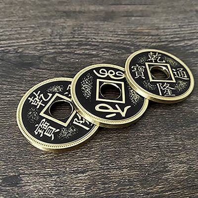 SUMAG Triad Coins (Chinese Palace Coin) Magic Tricks Three Coin Appear Vanish Magic Magician Close up Illusion Gimmicks Mentalism Prop (Half Dollar Size)