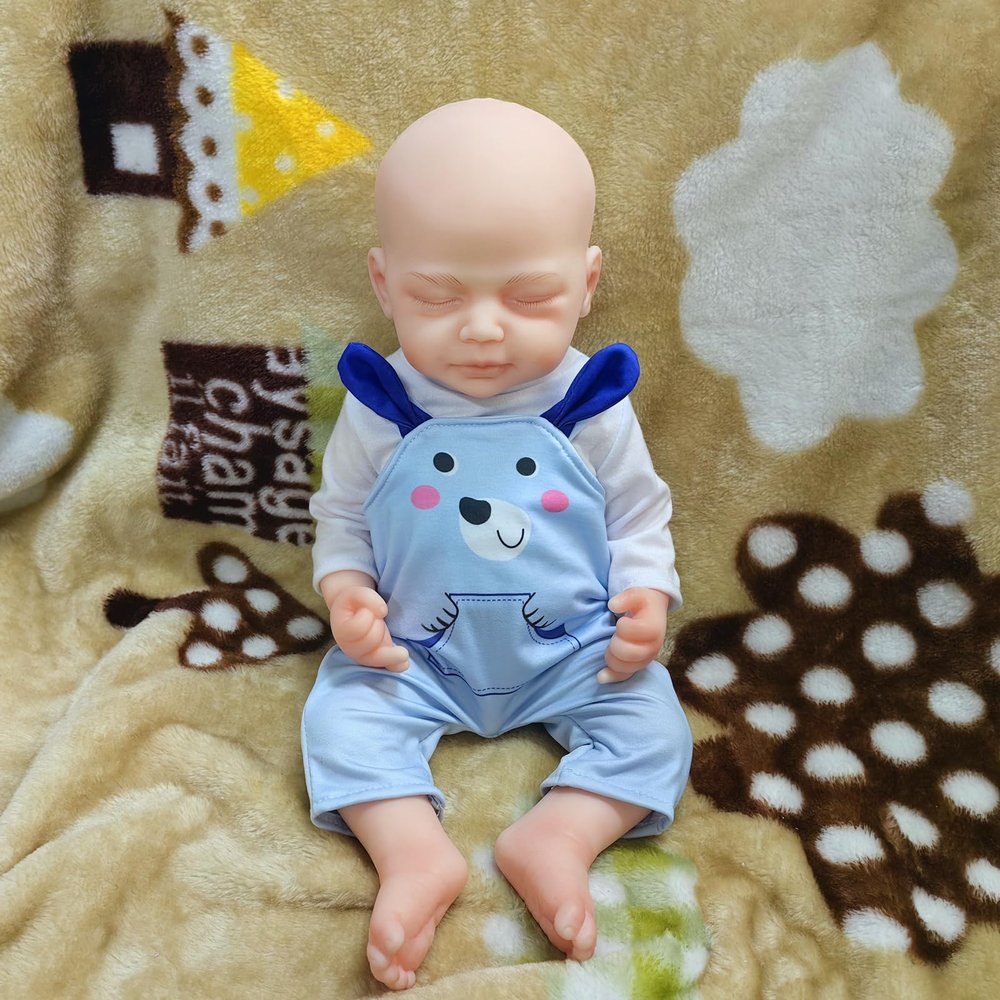 AISITE Platinum Silicone Reborn Baby Dolls Boy - 18 Inch Full Silicone Baby Boy Eyes Closed, Christmas&Birthday Gifts, Suitable for 3+