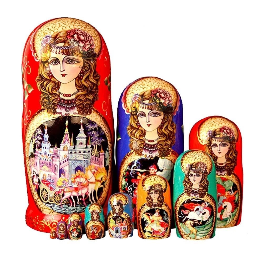 Nesting Dolls Russian Nesting Dolls 10 Pcs Nesting Dolls Wooden Hand Painted Russian Matryoshka for Home Furnishing Decor Birthday Mother's Day Creative Surprise Gift