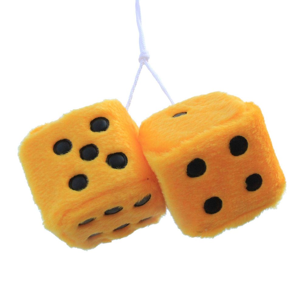 1 Pair Plush Dice Car Pendants, Auto Rearview Mirror Charms Couple Fuzzy Plush Dice with Dots for Car Interior Hanging Ornament Decoration