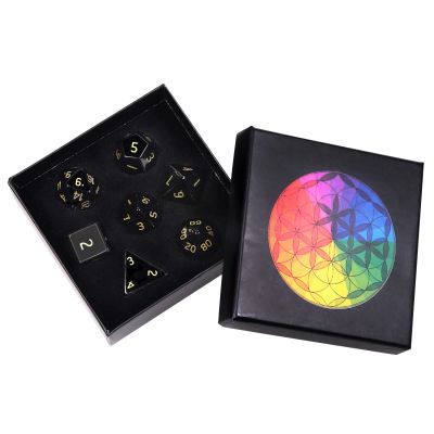 Nupuyai Healing Obsidian Crystal D&D Polyhedral Dice Set with Box for Dungeons and Dragons, Set of 7 Table Top Game Dice for RPG MTG Roleplaying Collection