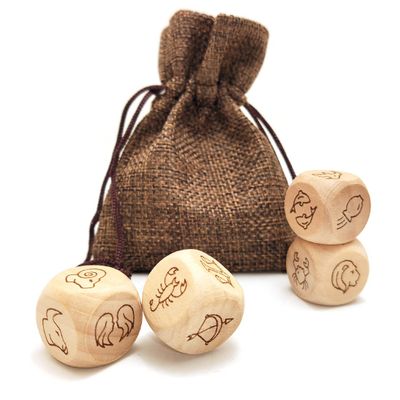 4Pcs/Set Creative Zodiac Dice Set - 2 Pairs 12 Constellation Symbol Pattern Dices for Game Divination Accessory (Version2(2 Pairs))