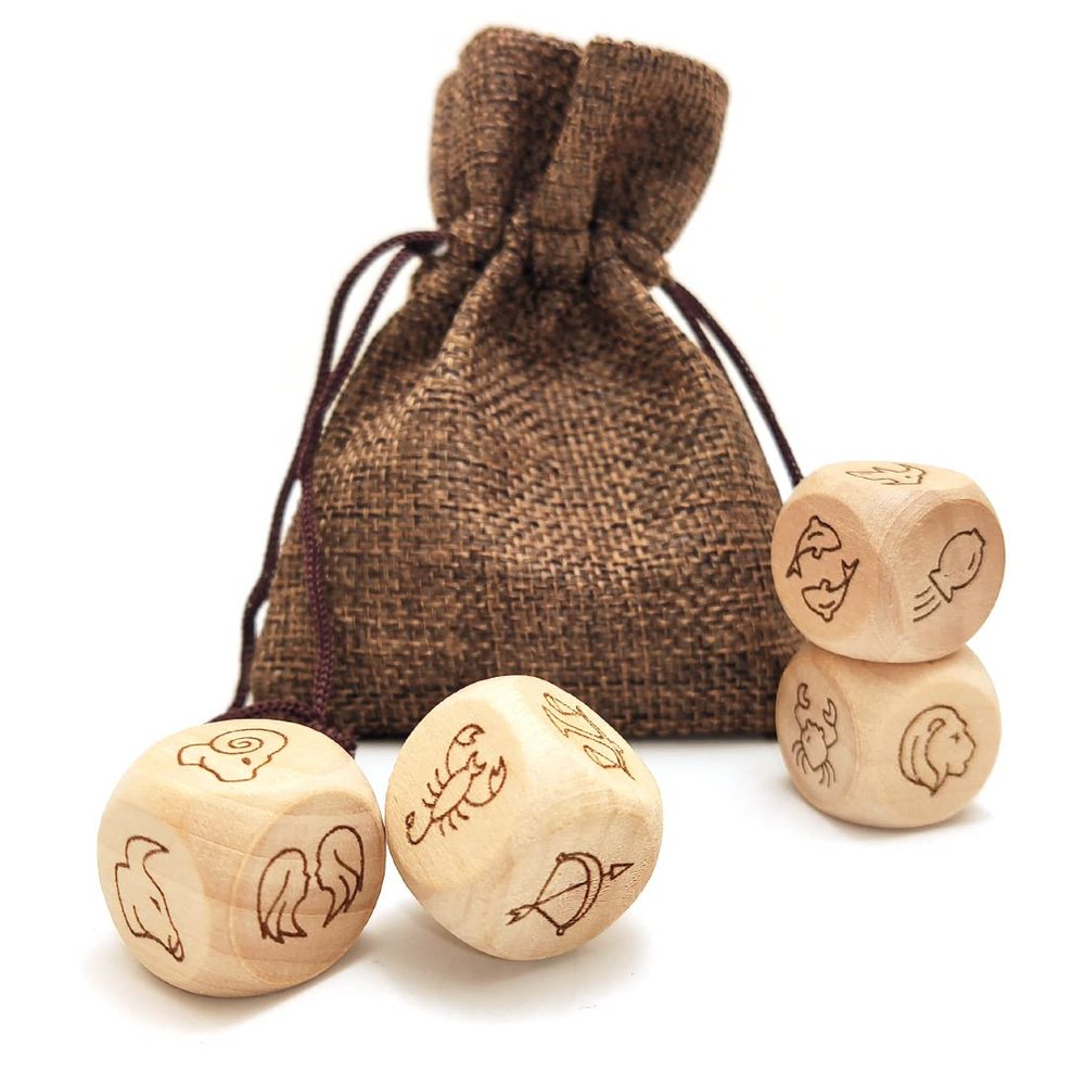 4Pcs/Set Creative Zodiac Dice Set - 2 Pairs 12 Constellation Symbol Pattern Dices for Game Divination Accessory (Version2(2 Pairs))