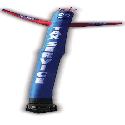 Global Advertising Solutions Tax Service Blue Inflatable Tube Man Guy 20ft Air Powered Dancer Body Complete with 1HP 2 Speed Air Blower
