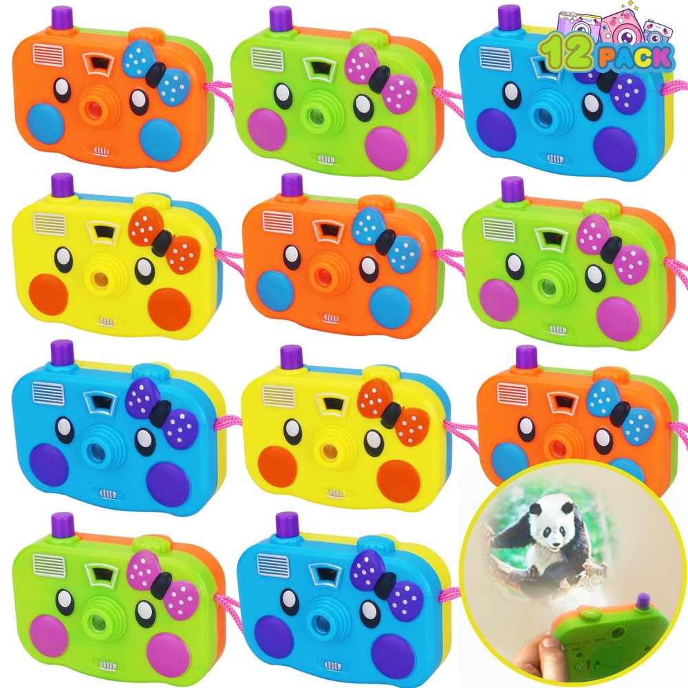 ArtCreativity 12Pcs Kids Toy Camera Projector with Images in Viewfinder - Battery Operated Toddler Camera for Kids with Wild Animal Slides, Kids Birthday Party Favor, Safari Party Favors