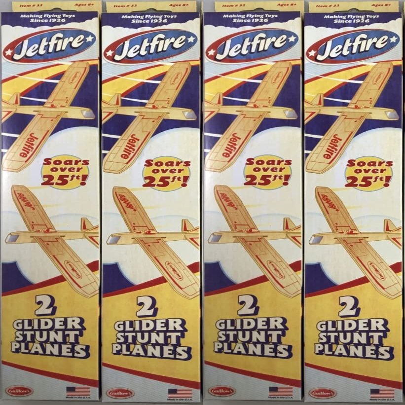 Group of 4 Guillow's Jetfire Twin Packs (8 Toy Gliders Total) GUI-32-4