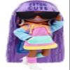 Barbie Extra Minis Doll & Accessories with Purple & Silver Hair Wearing Color-Block Hoodie Dress & Boots, 5.5-inch view 4