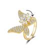 COLORFUL BLING Cute Butterfly Moon Star Spinner Fidget Rings for Anxiety for Women Adjustable Open Cubic Zircon Stackable Ring for Stress Relief Meditation Jewelry Gift-Butterfly Gold view 1