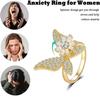 COLORFUL BLING Cute Butterfly Moon Star Spinner Fidget Rings for Anxiety for Women Adjustable Open Cubic Zircon Stackable Ring for Stress Relief Meditation Jewelry Gift-Butterfly Gold view 2