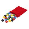 AmishToyBox.com Game Bag of 24 Extra-Large Glass Marbles (1" Diameter) and 6 Dice for Aggravation Game, 4 Each of 6 Colors - Red, Blue, Green, Yellow, White, and Black view 1