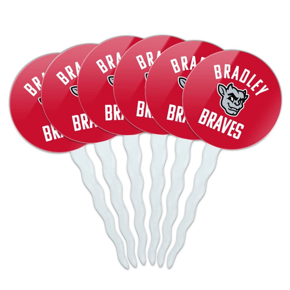 Bradley University Braves Cupcake Picks Toppers Decoration Set of 6