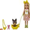 Barbie Chelsea Doll & Accessories, Blonde Small Doll with Removable Banana-Print Skirt, Puppy, Pet Bed & More view 1