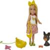 Barbie Chelsea Doll & Accessories, Blonde Small Doll with Removable Banana-Print Skirt, Puppy, Pet Bed & More view 3
