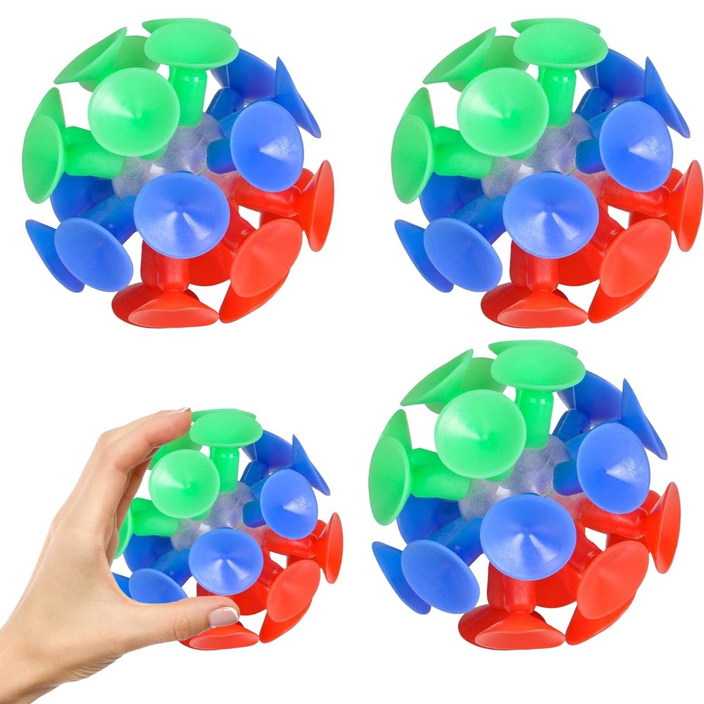 The Dreidel Company 6-Pack Suction Throwing Balls Toys for Kids, Toss and Stick Balls with Mini Suction Cups, Indoor and Outdoor Play, Party Favors for Boys and Girls, 2" Inch, (54mm)