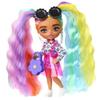 Barbie Extra Minis Doll #6 Wearing Flower Print Dress with Rainbow Hair, Doll Stand & Accessories Including Sunglasses & Purse, 5.5-inch view 1