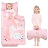 UOMNY Toddler Nap Mat - 1 Pack Girls Sleeping Bag with Removable Pillow - Unicorn 53x21Inch Kids Preschool Nap Sack with Pillow Pink Girls Napper Nap Mats for Daycare Napping Bag for Girls view 1