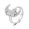 COLORFUL BLING Cute Butterfly Moon Star Spinner Fidget Rings for Anxiety for Women Adjustable Open Cubic Zircon Stackable Ring for Stress Relief Meditation Jewelry Gift-Moon Silver view 2
